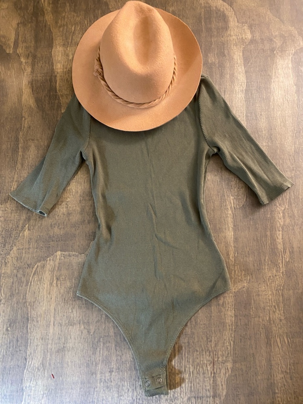 Express Olive Green Ribbed Kids One-Piece Bodysuit